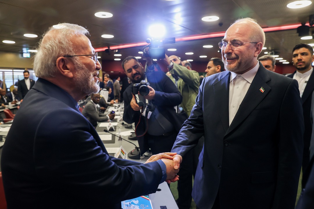 لحظاتی پیش از ورود محمدباقر قالیباف به محل اجلاس IPU در ژنو