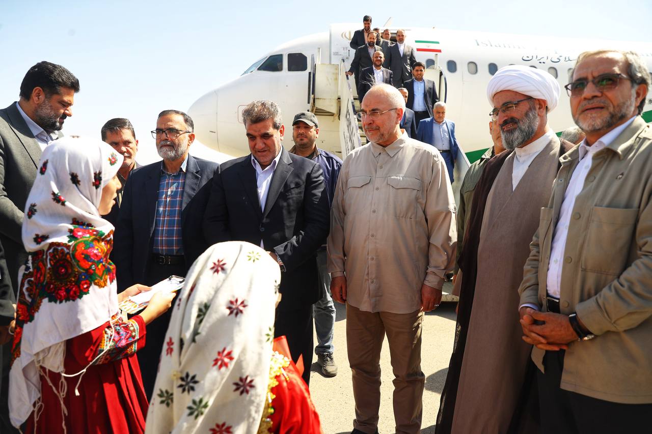 استقبال از قالیباف در فرودگاه سمنان