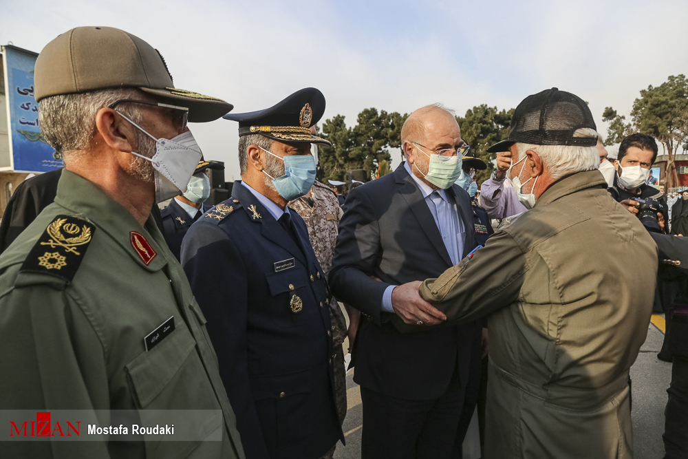 قالیباف در مراسم تشییع پیکر خلبان شهید