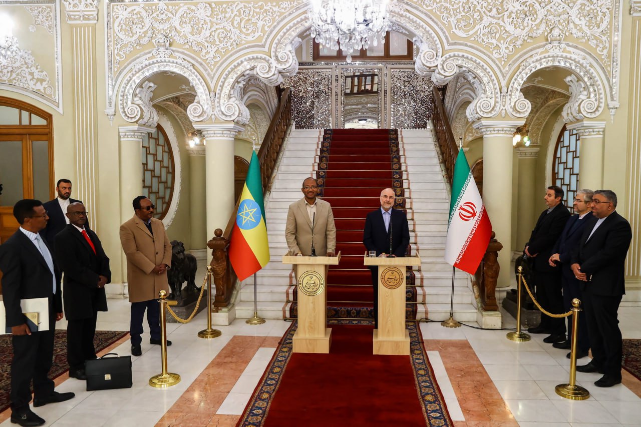 کنفرانس خبری مشترک رؤسای مجالس ایران و اتیوپی