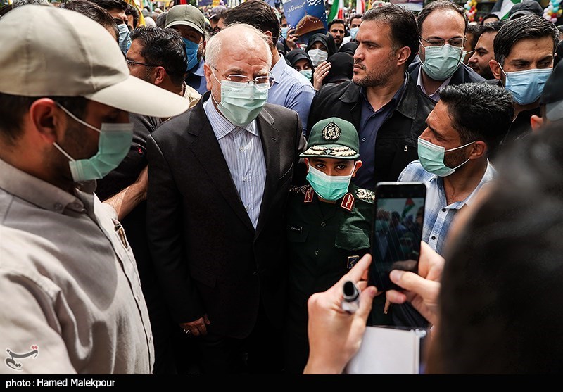 حضور رئیس مجلس در راهپیمایی روز قدس