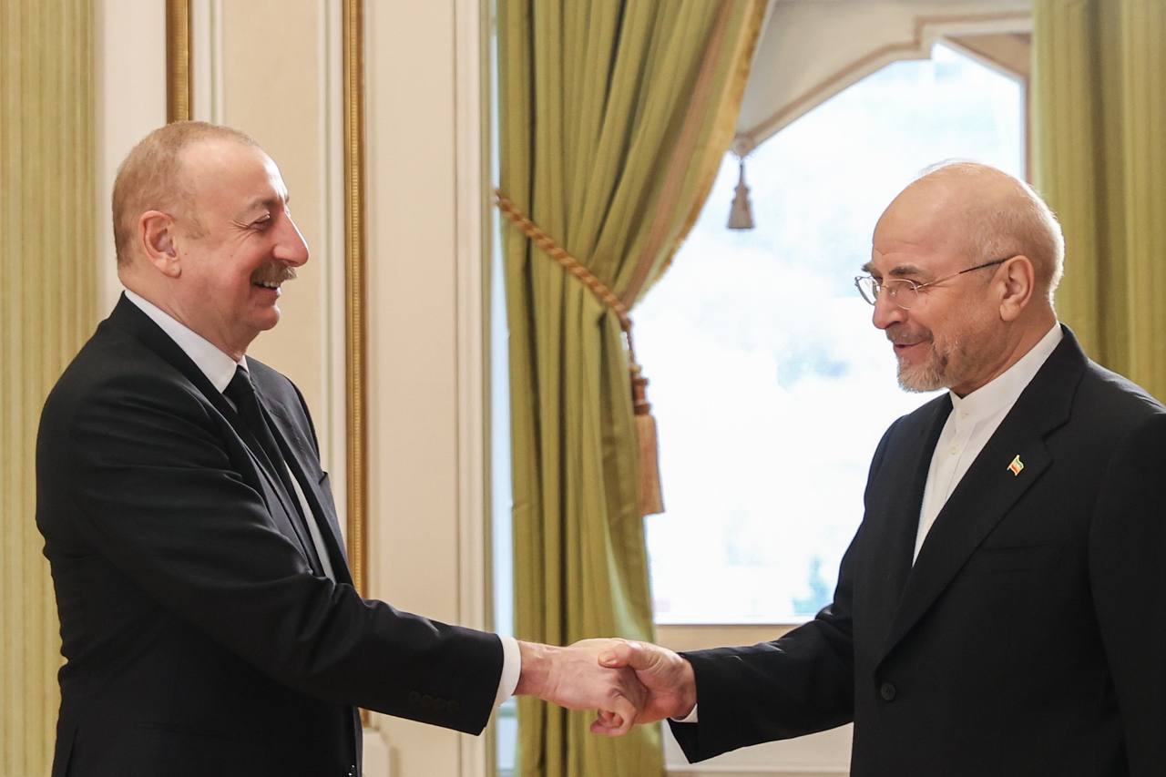 دیدار الهام علی‌اف با قالیباف در باکو