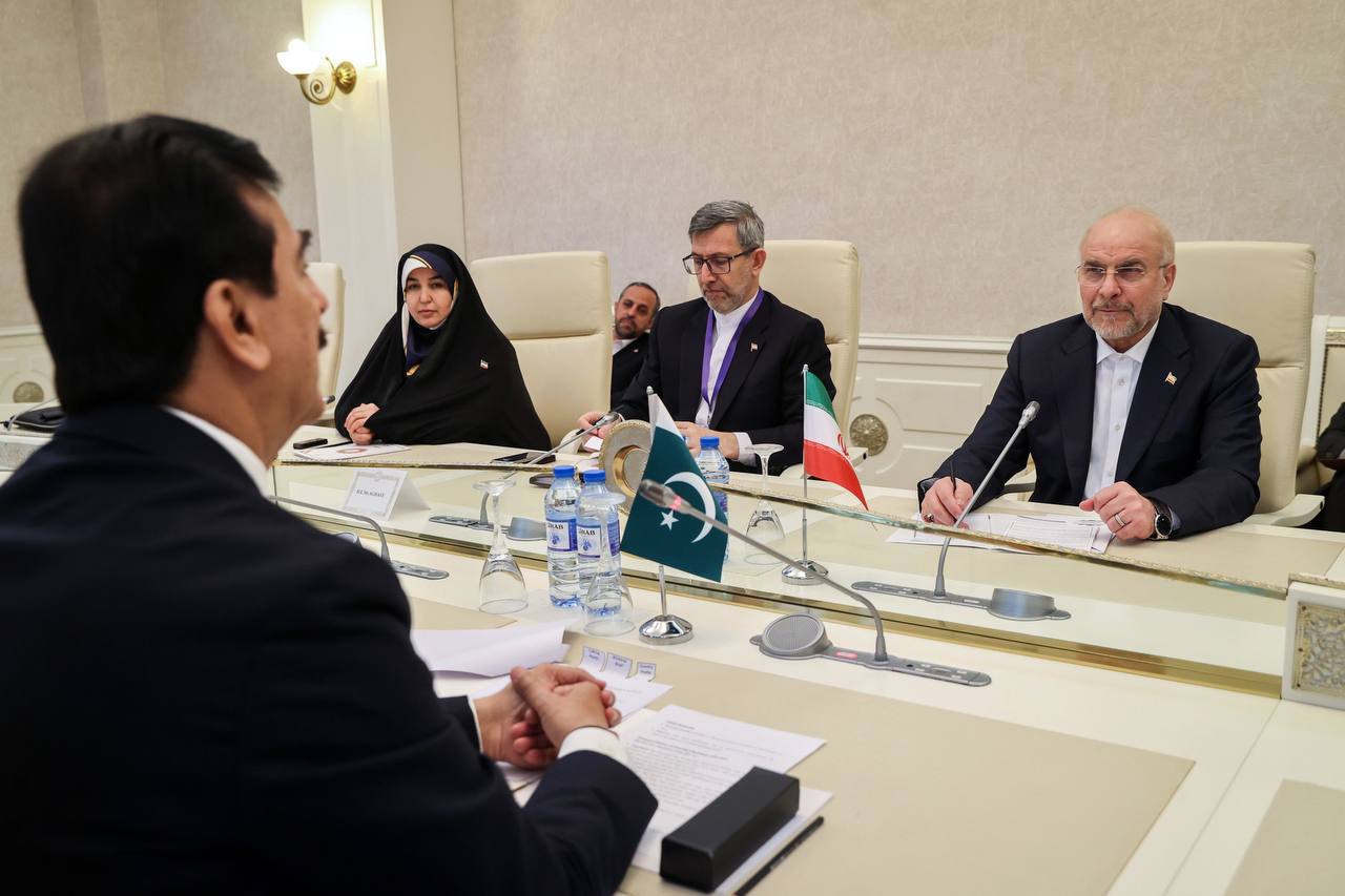 دیدار یوسف رضا گیلانی با قالیباف در باکو - آذربایجان