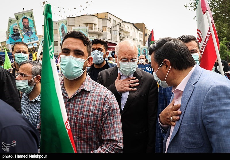 حضور رئیس مجلس در راهپیمایی روز قدس