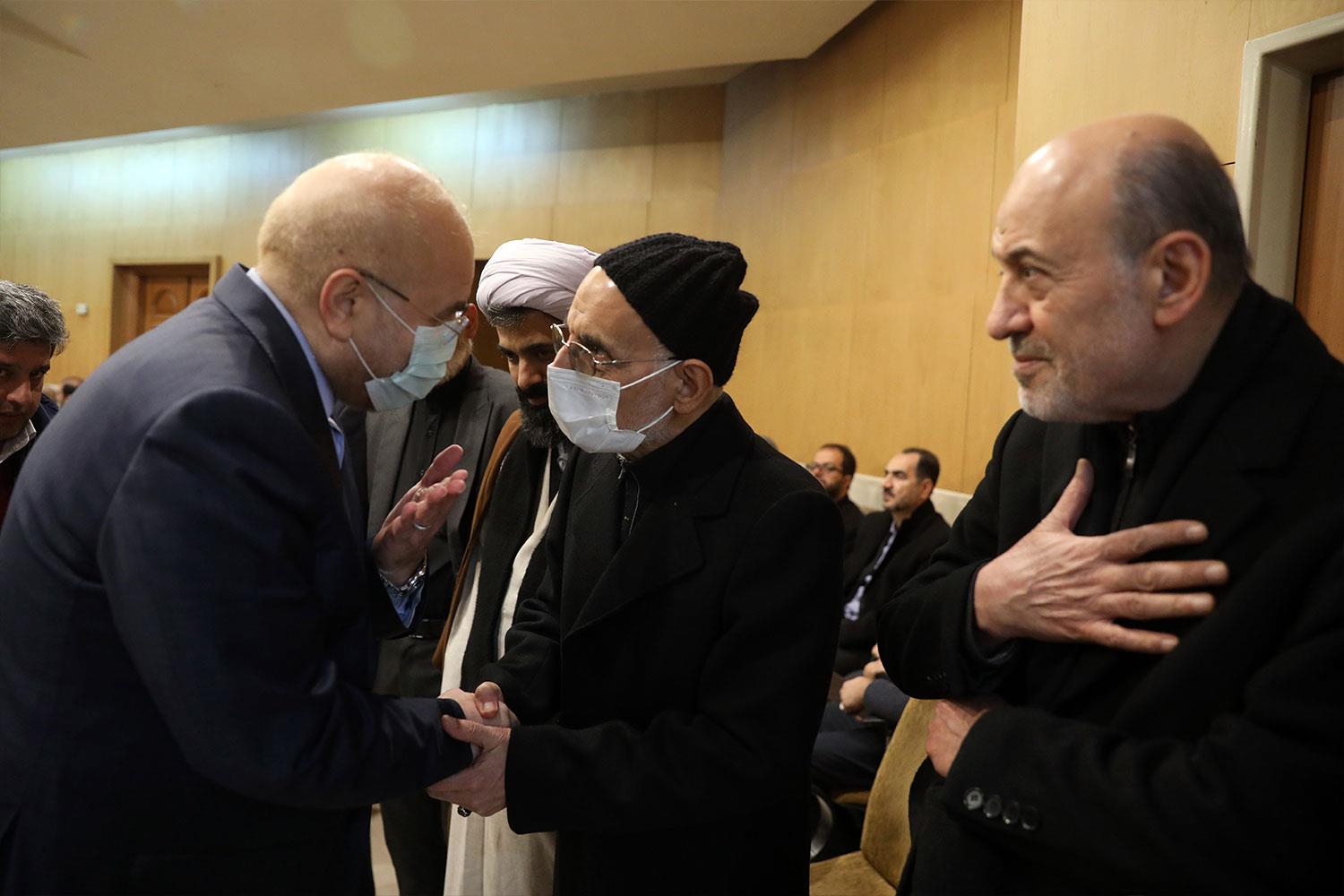 حضور قالیباف در مراسم ختم پدر سیدمصطفی آقامیرسلیم