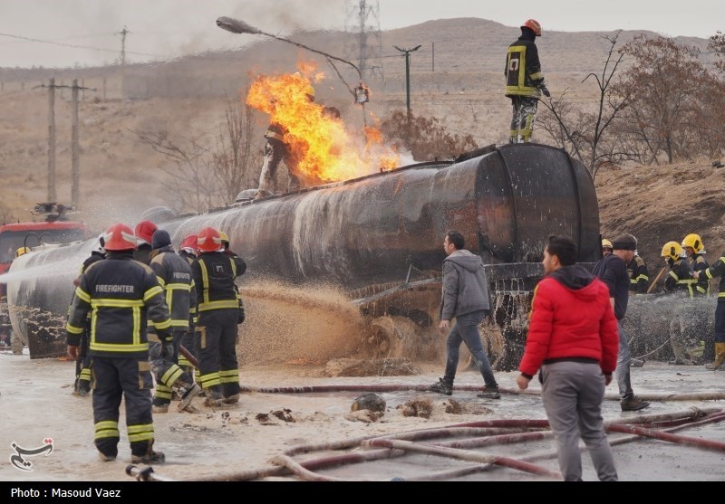 آتش سوزی تانکر حامل سوخت