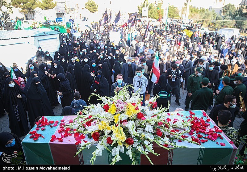 تشییع شهید گمنام در محله حکیمیه تهران