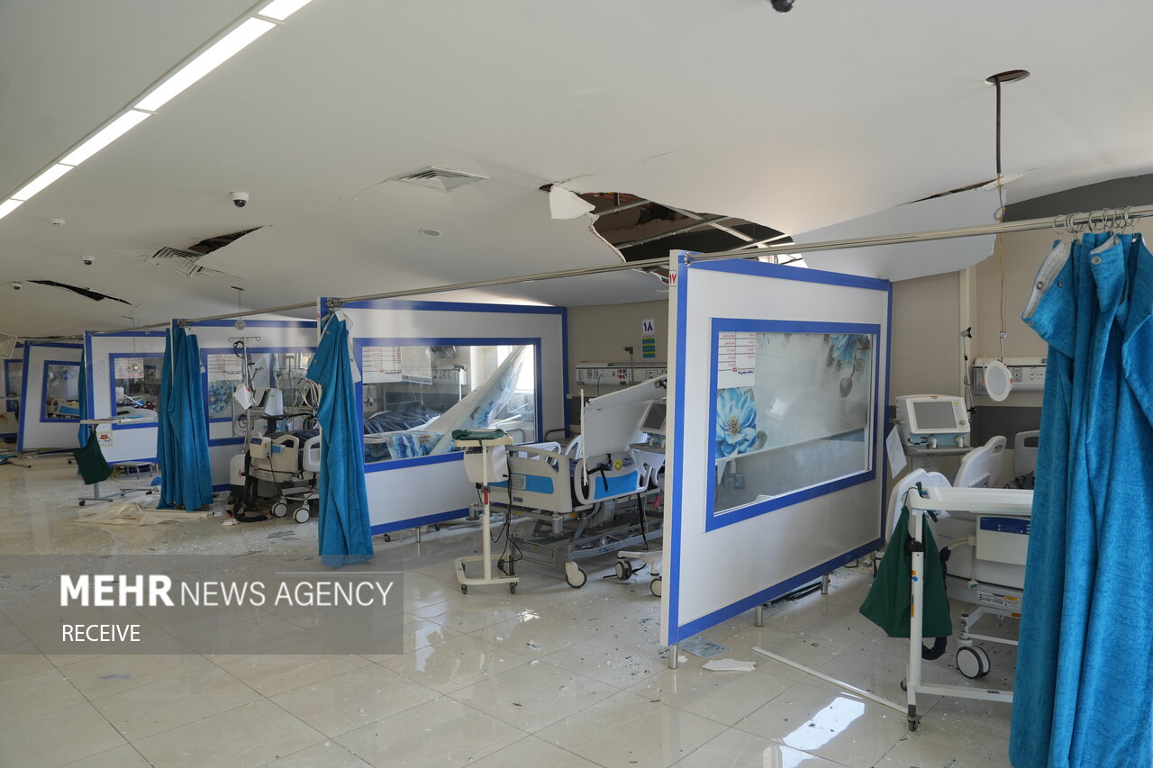 تصاویری از تعرض رژیم صهیونیستی به بیمارستان فارابی کرمانشاه