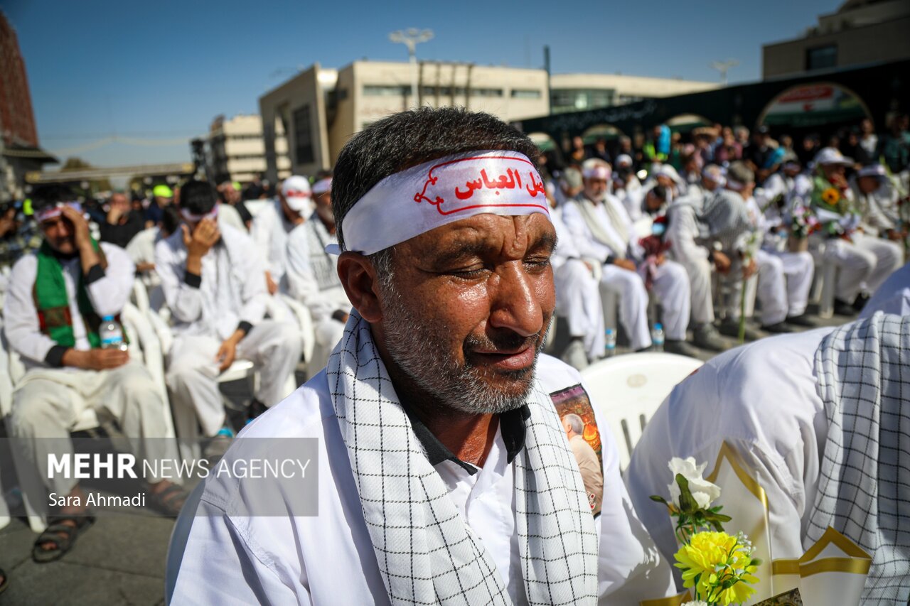 آیین استقبال از کاروان پیاده انصارالحسین(ع) در مشهد
