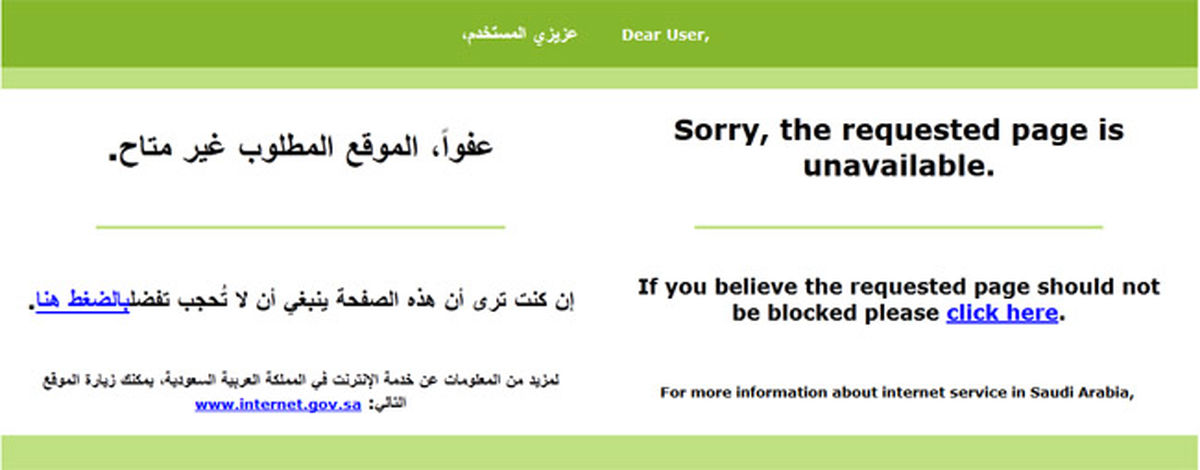 صفحه فیلترینگ در عربستان/ عکس