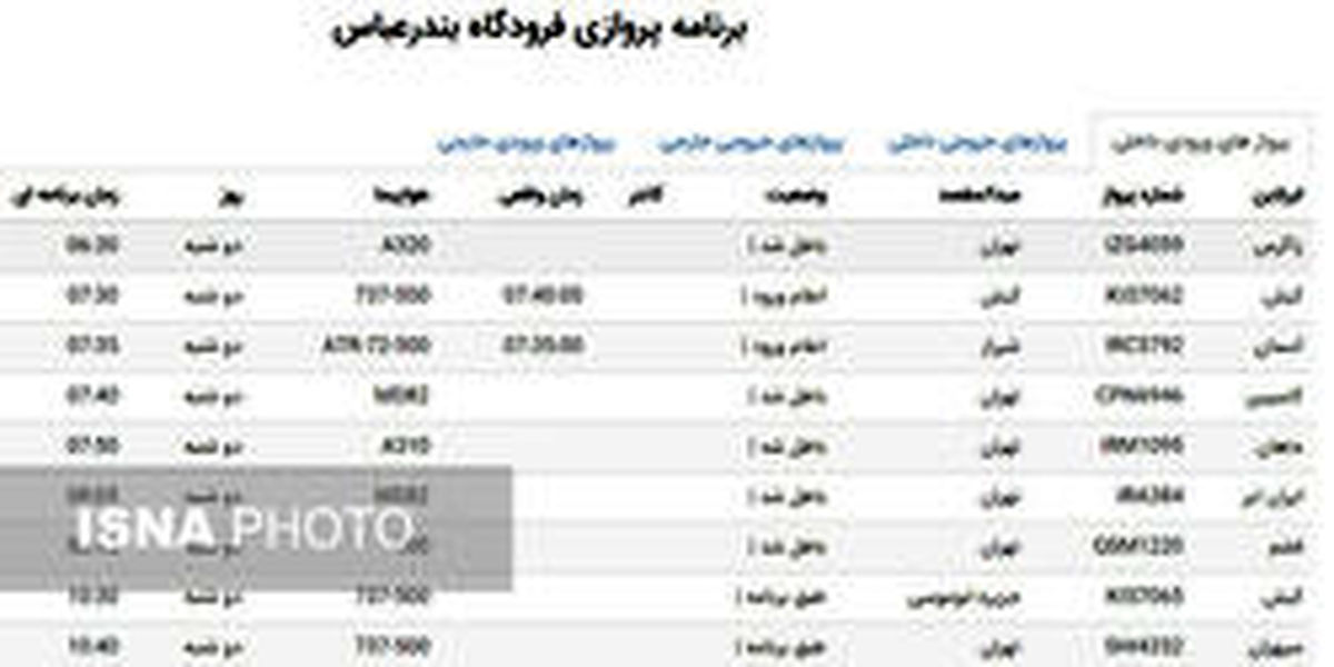 پرواز بندرعباس به تهران همچنان در خواب زمستانی