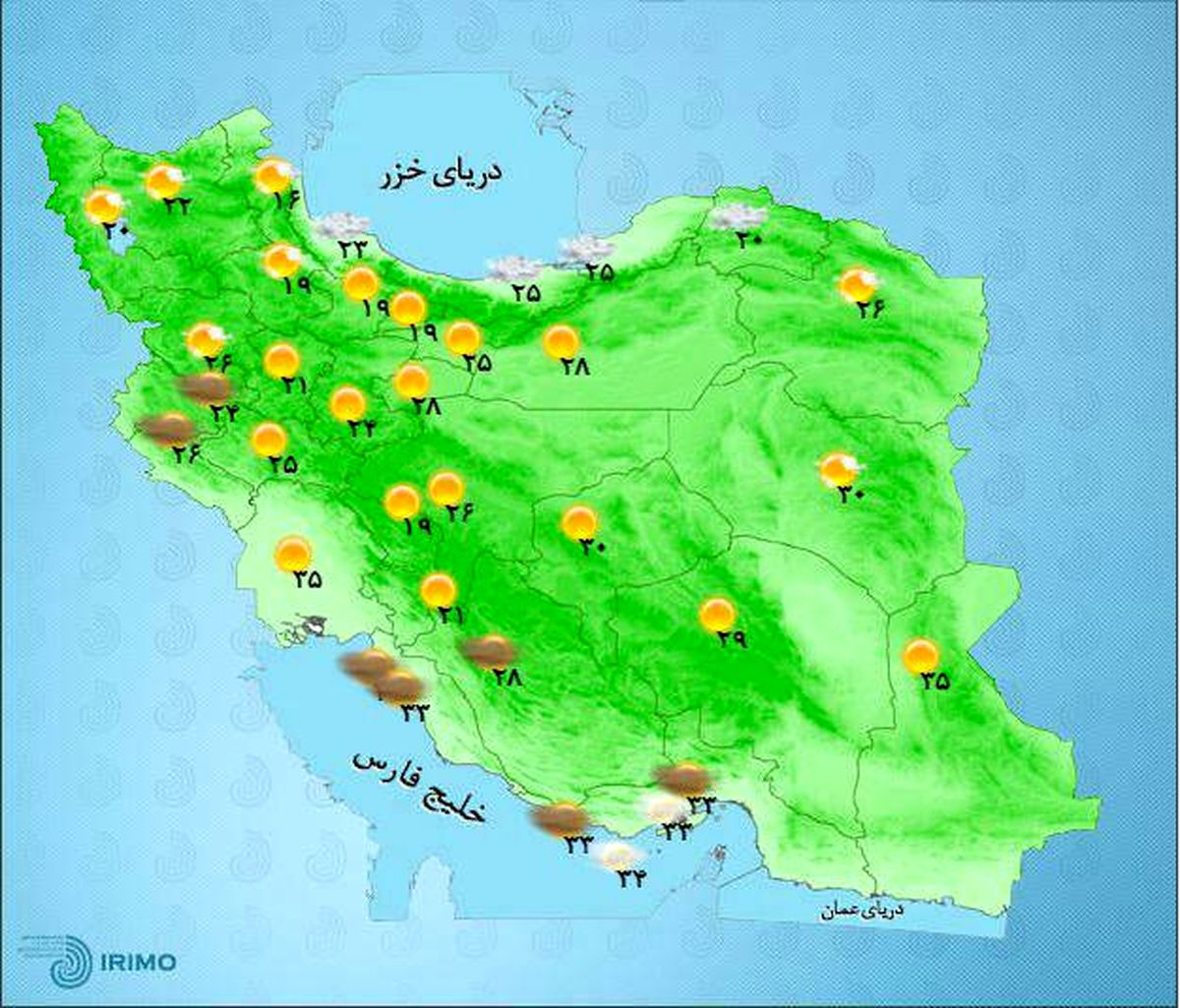 عکس: نقشه وضعیت آب و هوای استانها