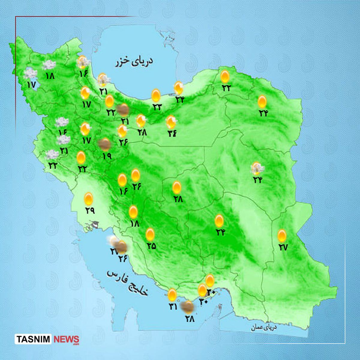 نقشه هوای استان ها امروز 23 اریبهشت | وقوع رگبار و باد شدید در ۳ استان کشور| سامانه بارشی جدید در راه است