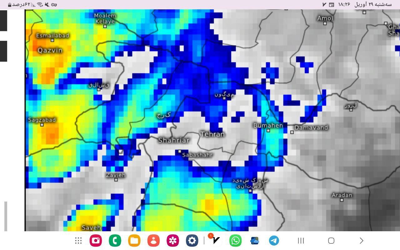 تصویری از هسته طوفان که در راه تهران