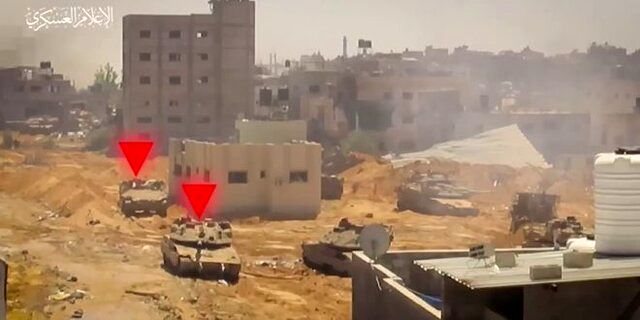 حمله گردان‌های القسام به تانک و بولدوزر ارتش اشغالگر در غزه