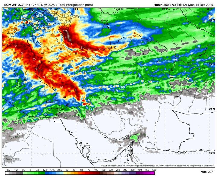 شروع بارش‌های سنگین از سه‌شنبه، ۱۱ آذر
