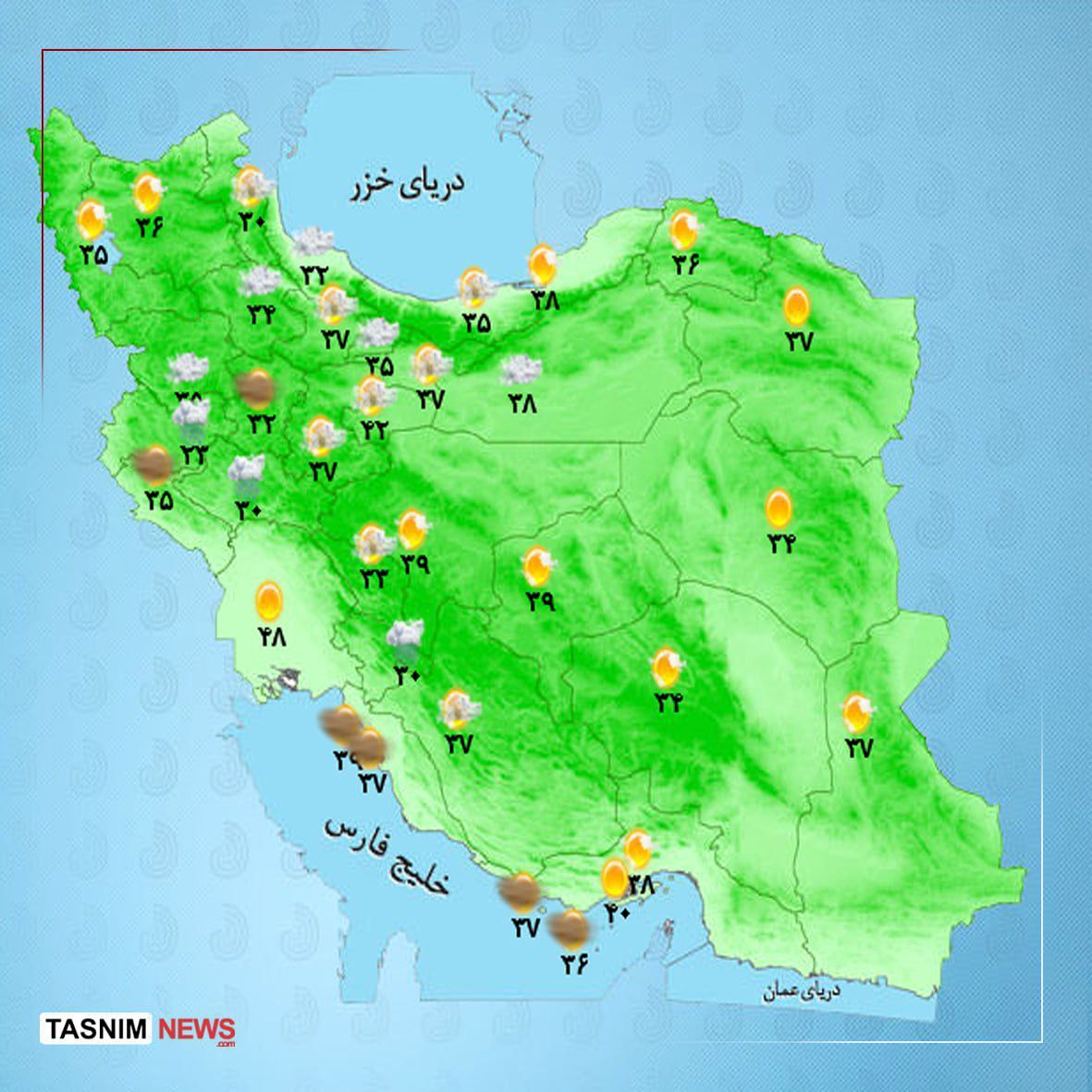رگبار تابستانه در برخی استان‌ها 