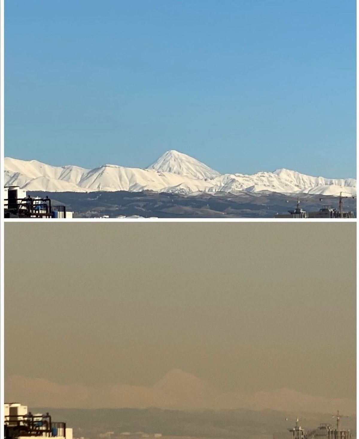 این دوتا عکس از تهران گرفته شده، به فاصله چند ساعت