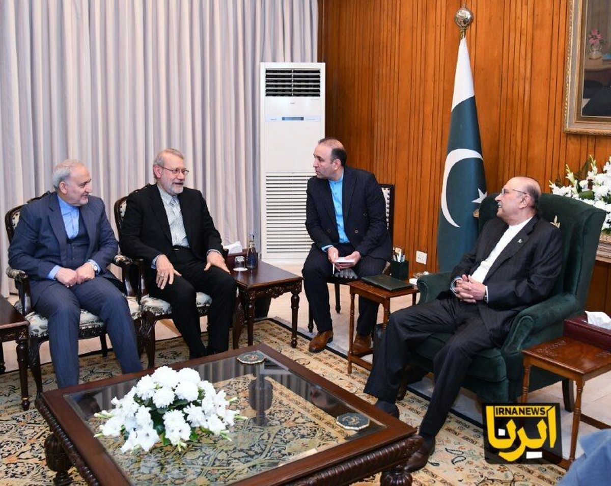دیدار علی لاریجانی و  آصف علی زرداری | تاکید رئیس‌جمهور پاکستان بر همبستگی با ایران 