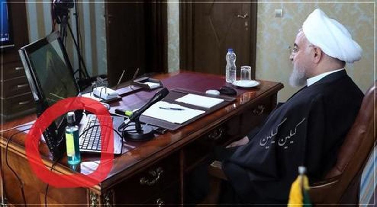 عکس: اسپری ضدعفونی کننده روی میز آقای رئیس جمهور