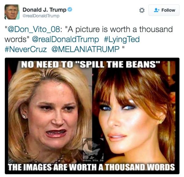 توئیت تند ترامپ درباره همسر تد کروز +عکس