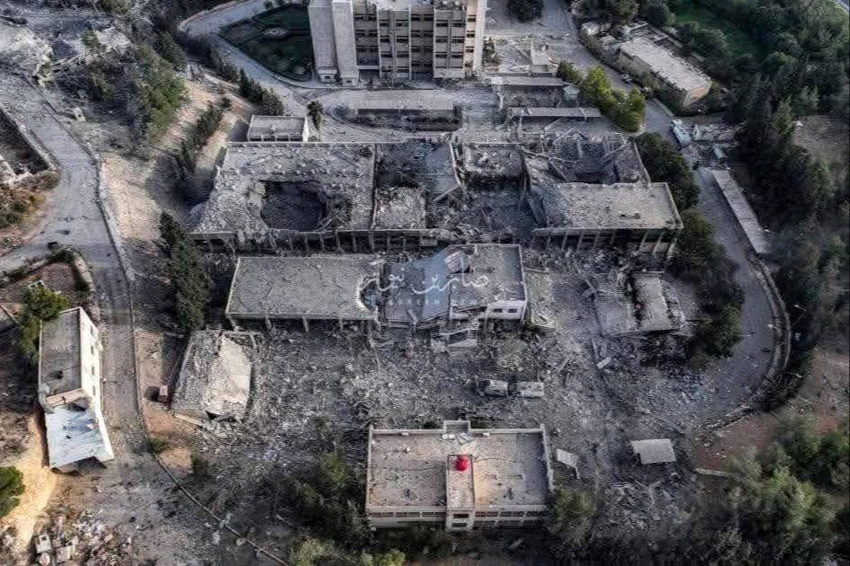  تصویر هوایی از وزارت دفاع سوریه پس از حمله اسرائیل 