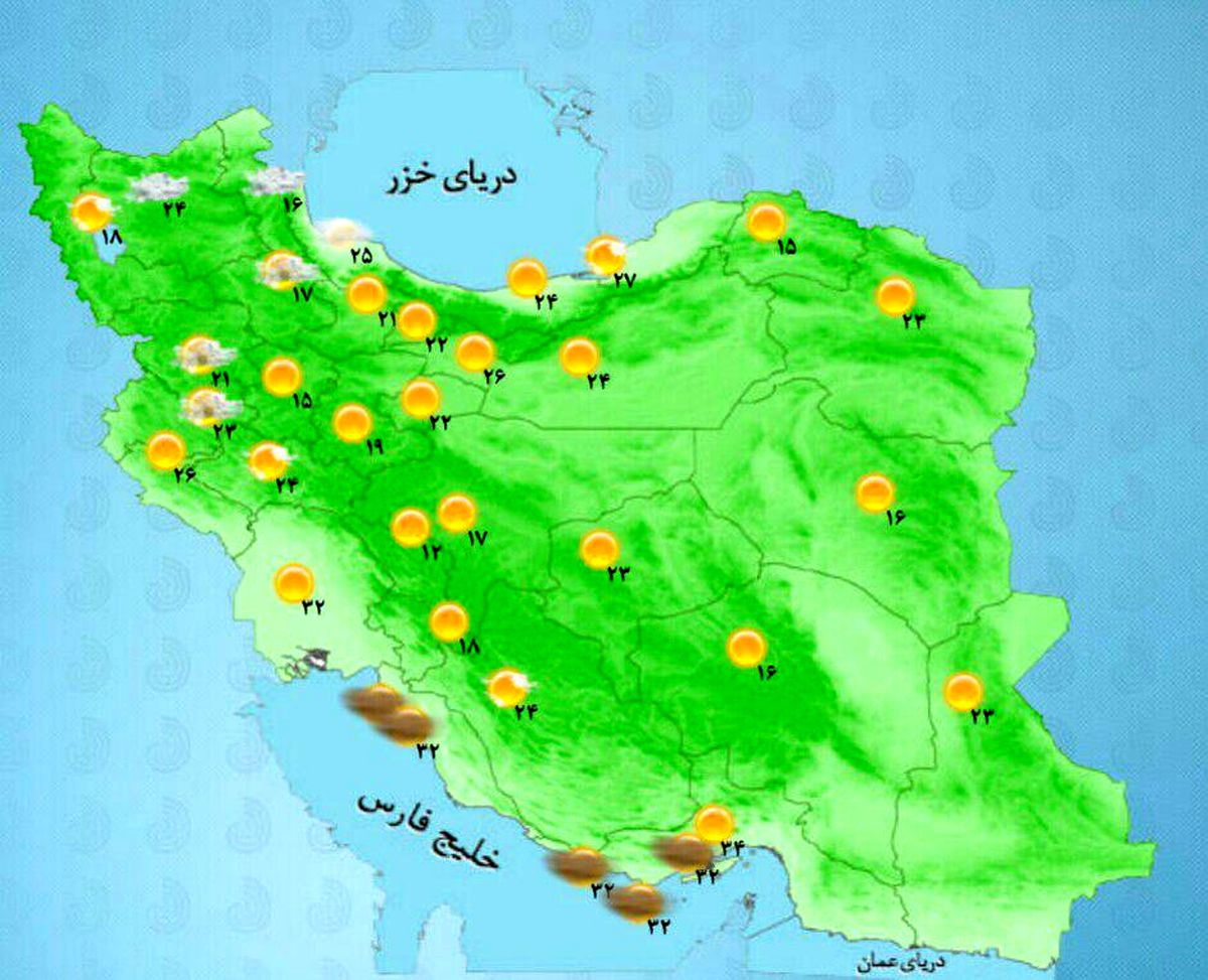 عکس: دمای هوای استان‎ها در یک نگاه