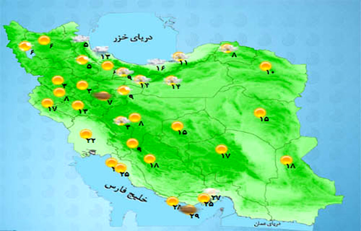 بارش باران در استانهای شمالی کشور +جدول