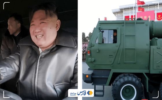 رهبر کره شمالی پشت فرمان لانچر موشکی