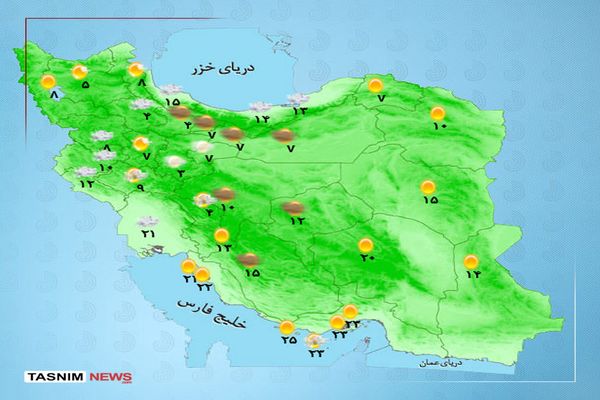 بارش برف و باران در استان‌های شمالی