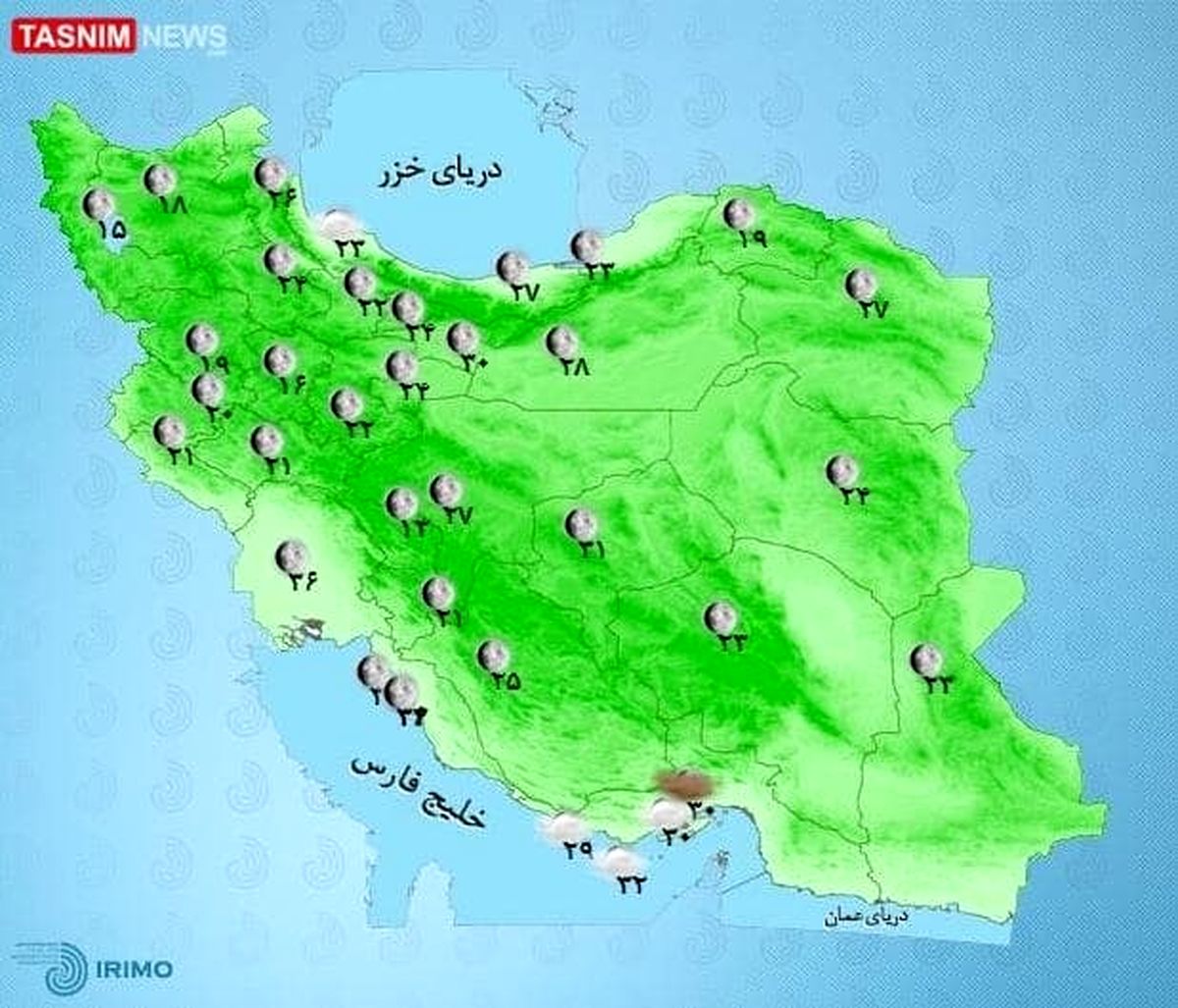 ماندگاری توده هوای گرم در اغلب استان ها +نقشه