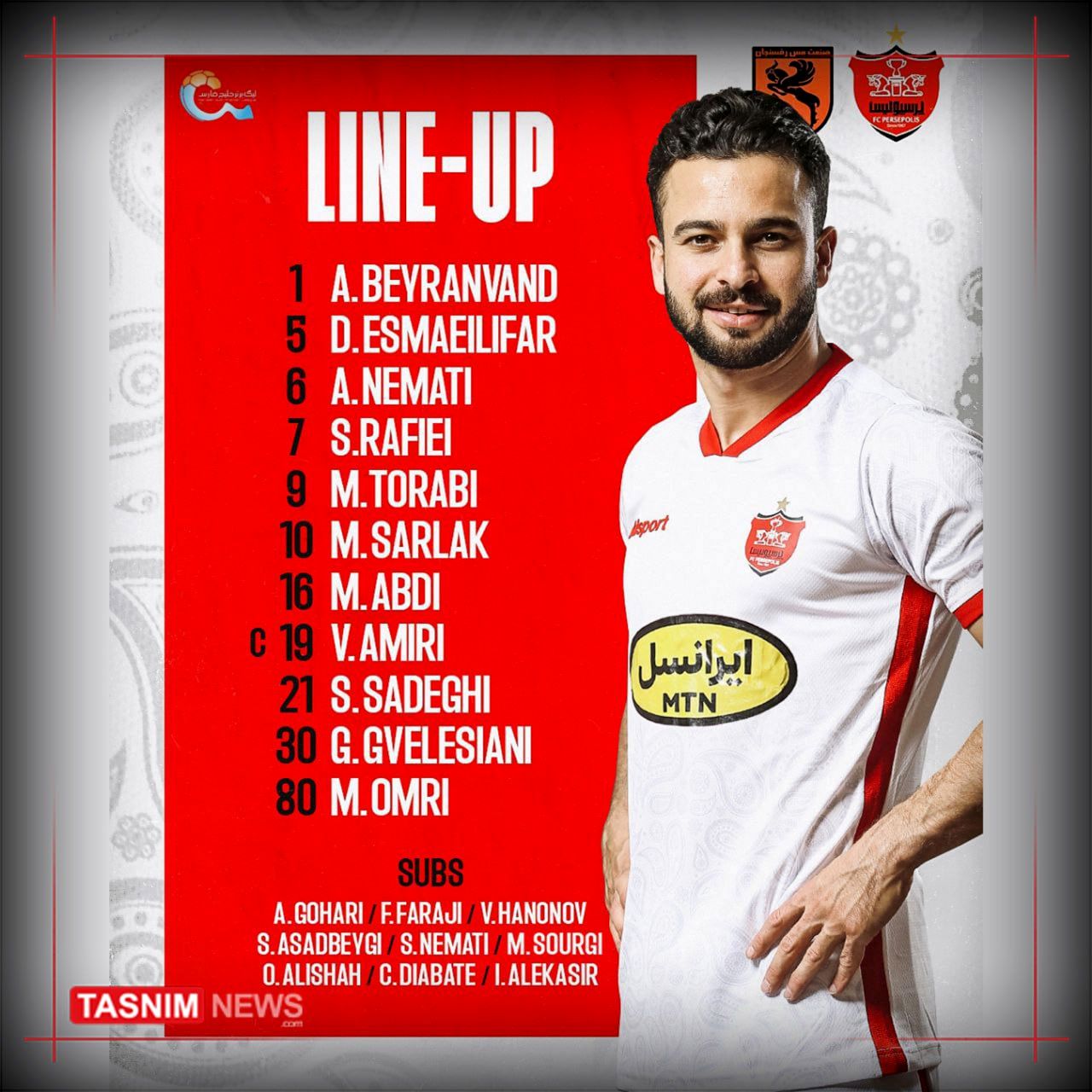 ترکیب پرسپولیس مقابل مس رفسنجان