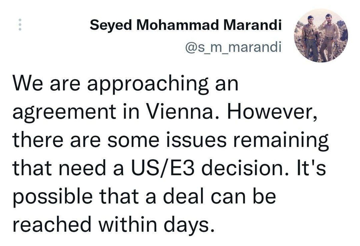 مرندی: این امکان وجود دارد که ظرف چند روز به توافقی برسیم