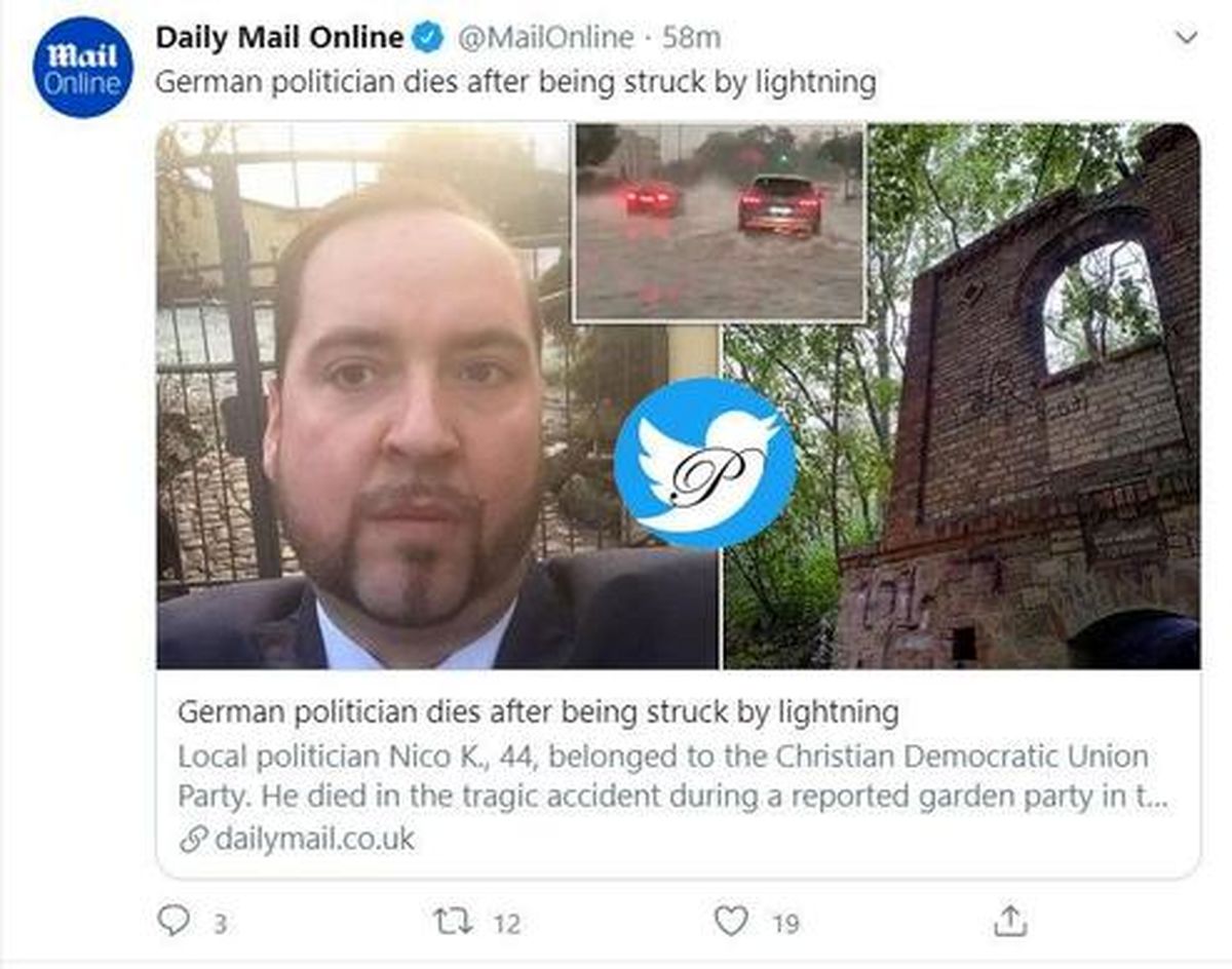 صاعقه جان سیاستمدار آلمانی را در پارتی گرفت +عکس