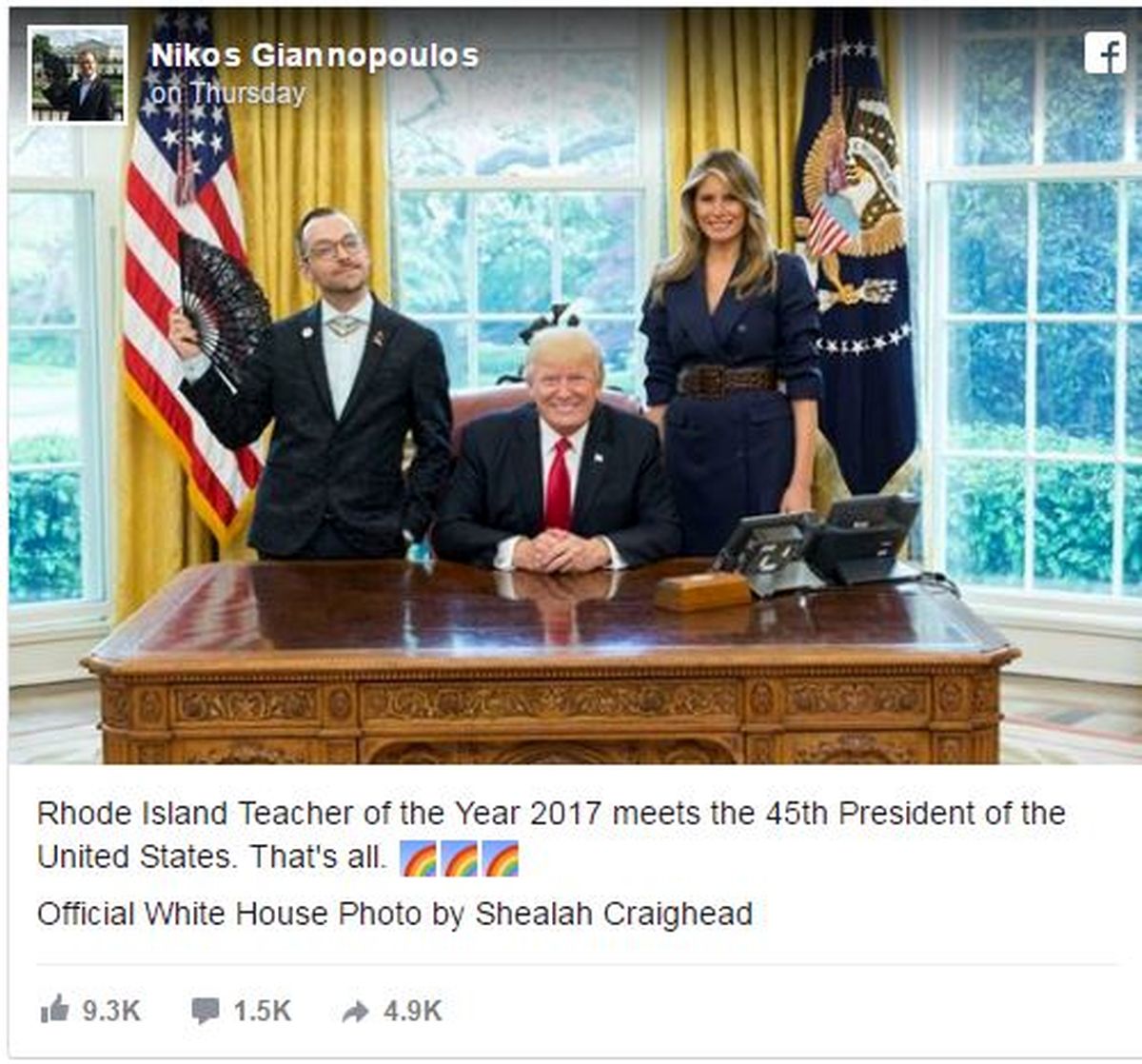 حرکت عجیب یک همجنس‌باز در کنار ترامپ جنجال آفرید