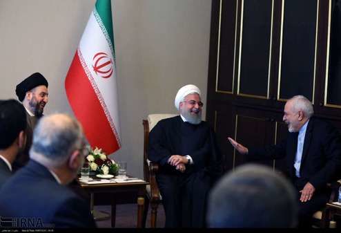 عکس: خنده روحانی و ظریف در دیدار با حکیم