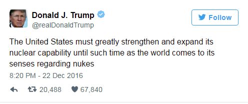 تغییر نظر دونالدترامپ درخصوص تسلیحات هسته‌ای +سند