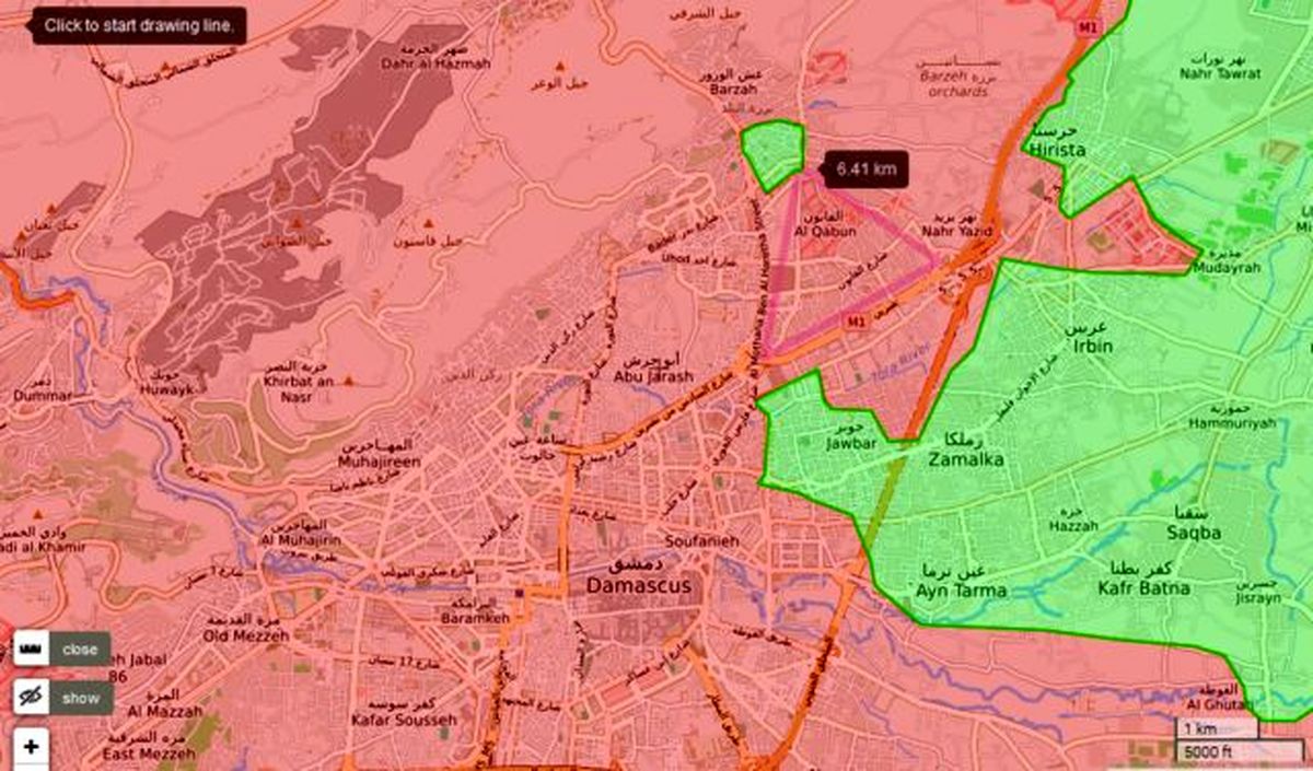 پاکسازی شرق دمشق پس از ۵ سال+نقشه