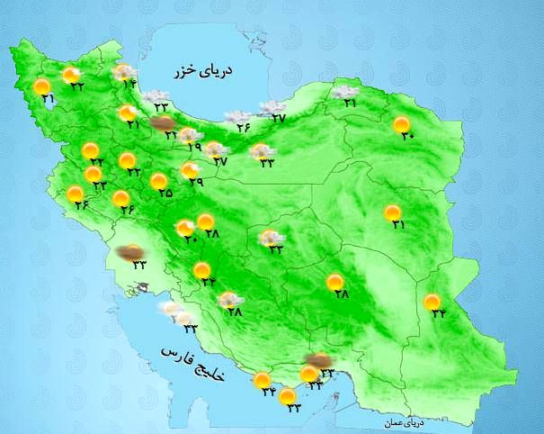 عکس: نقشه وضعیت جوی استان‎های کشور