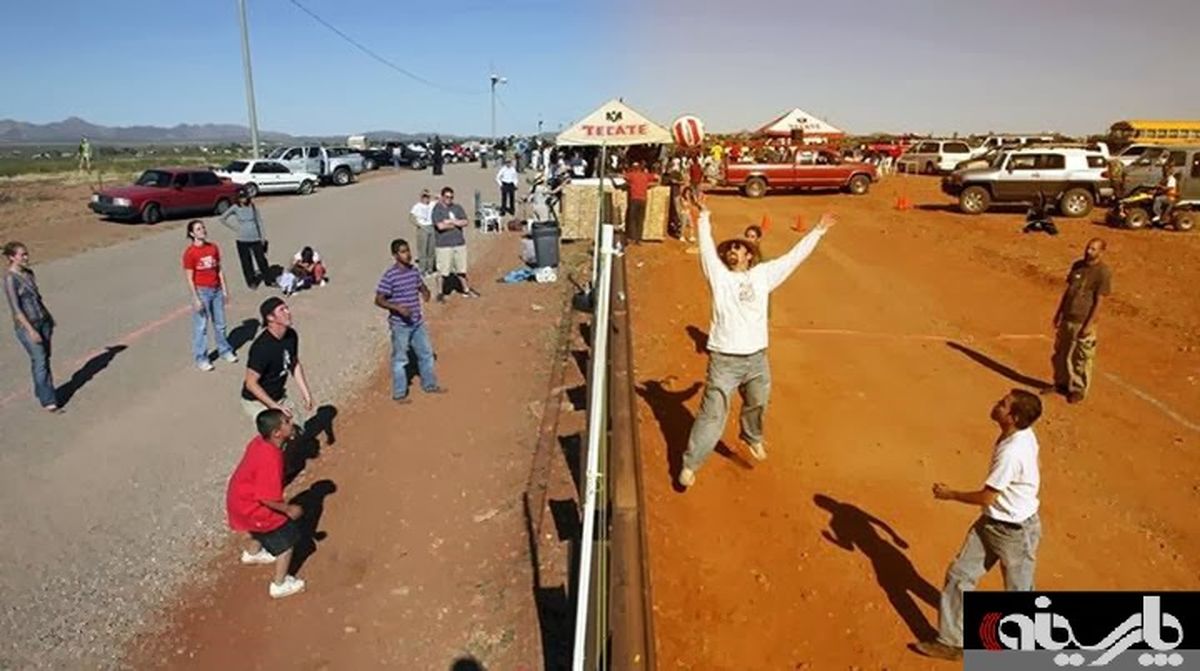 عکس/بازی والیبال در مرز مکزیک و آمریکا