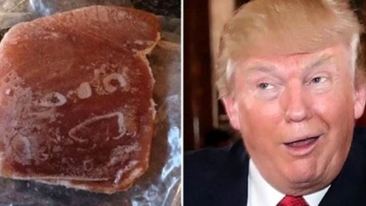 چهره خندان دونالد ترامپ روی استیک تن ماهی +عکس