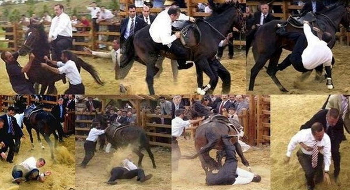 عکس/ اردوغان اسب سواری بلد نیست