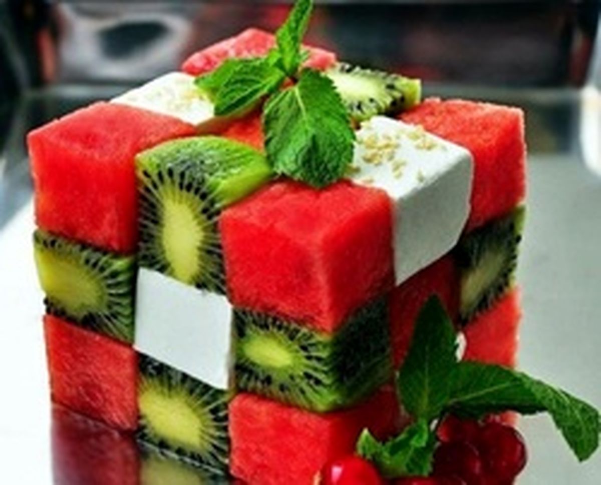 اردور یلدایی هندوانه به شکل مکعب روبیک