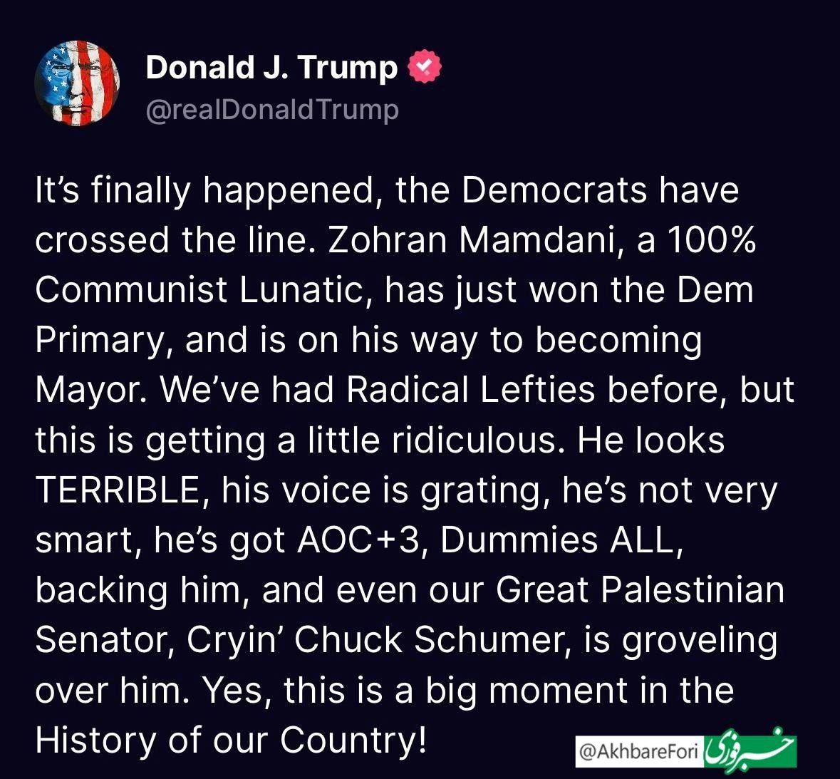 فحاشی‌های ترامپ به شهردار جدید نیویورک رسید