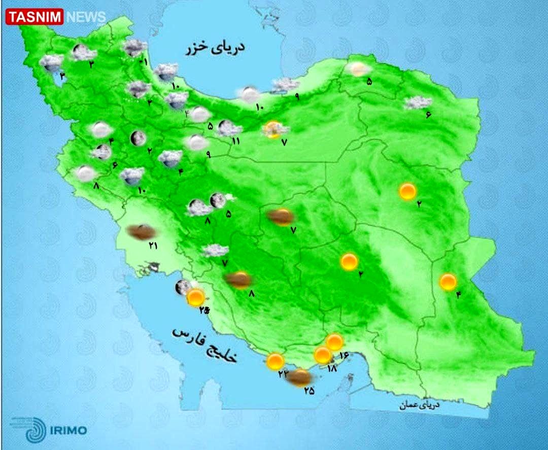 بارش باران و برف و وزش باد شدید در این استان ها +نقشه