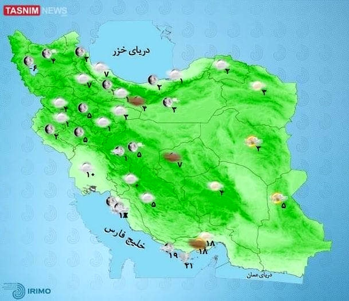هوای کدام استان ها امروز بارانی و برفی خواهد بود؟ +نقشه
