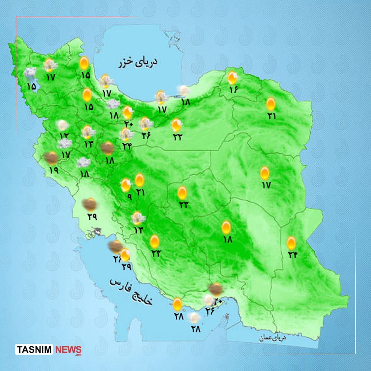 هوای استان ها امروز شنبه ۱۳ اردیبهشت / وقوع طوفان‌های بهاری تا روز سه‌شنبه