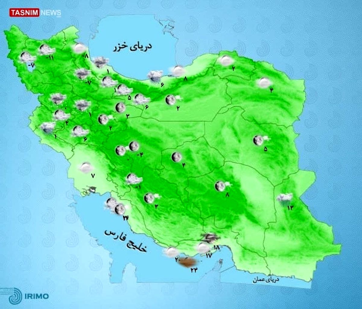 یخبندان و کولاک در ۲۴ استان