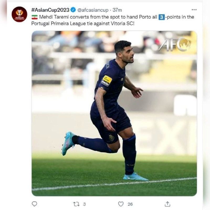 تمجید AFC از طارمی بعد از درخشش برای پورتو