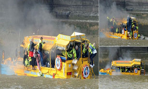 آتش سوزی در کشتی تفریحی لندن/عکس